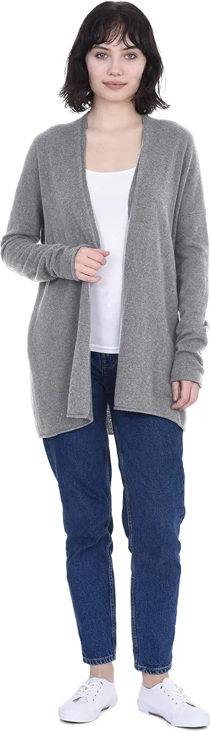 Cashmeren Lightweight Open Front Cardigan 100% Pure Cashmere Long Sleeve Sweater for Women
