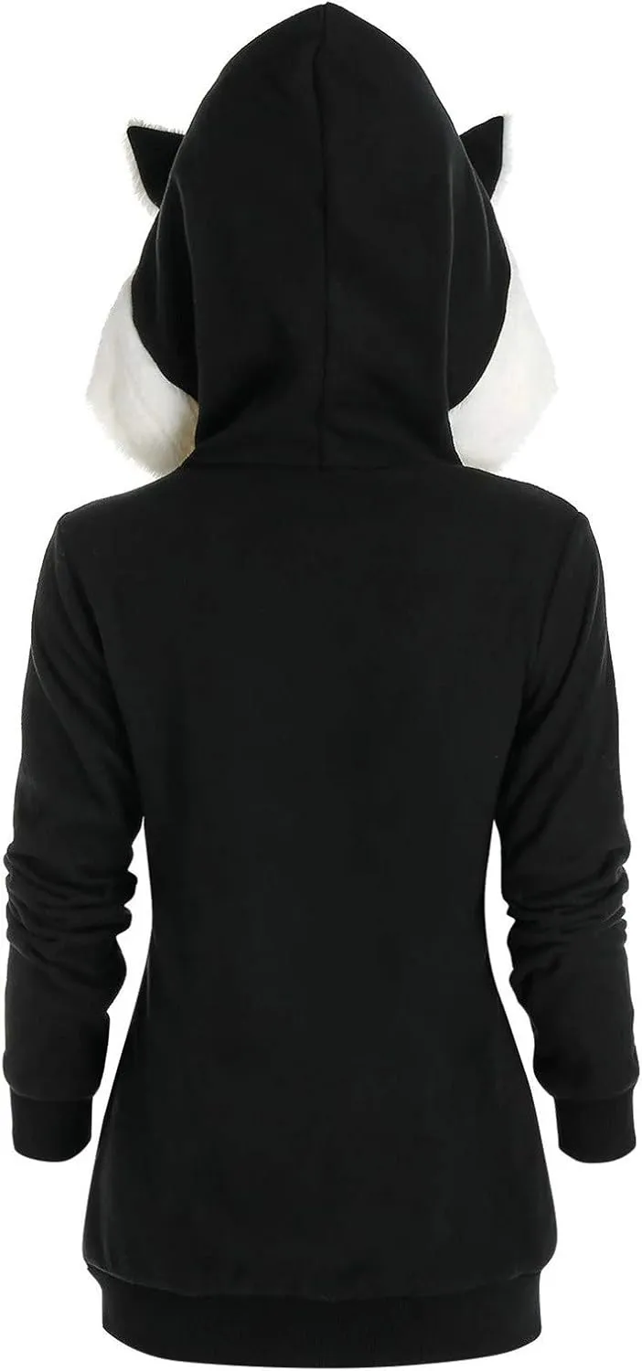 Cat Hoodie Loose Hoodies Hooded Cute Comfort Colors Sweatshirts Hoodies with Ears Baggy Womens Pullover Sweaters