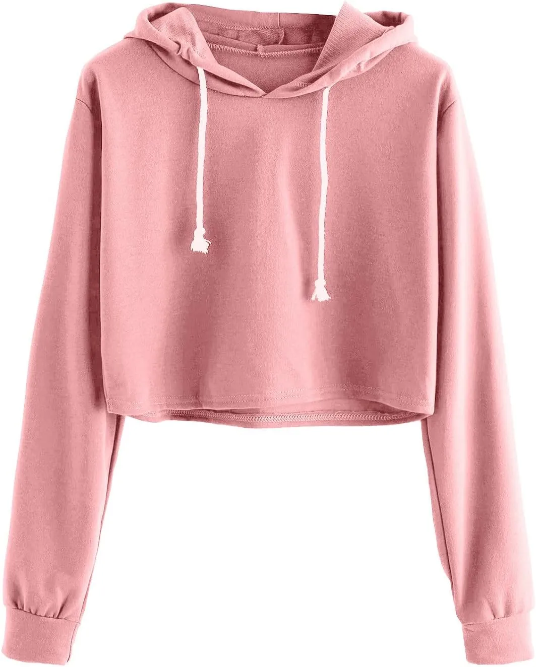 Ceboyel Women Cropped Hoodie Drawstring Pullover Sweatshirt Long Sleeve Workout Tops Trendy Y2k Teen Girls Clothes