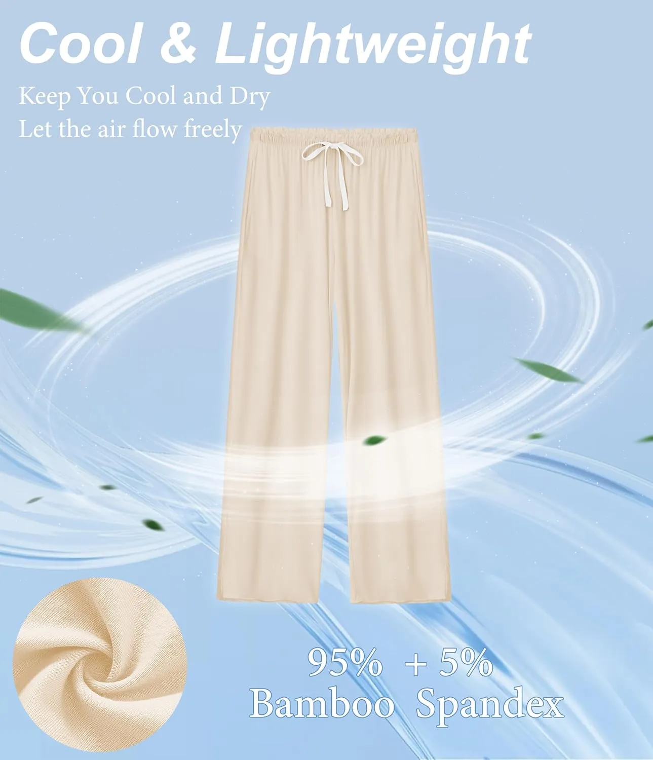 CF Women Bamboo Rayon Pajamas Pants Casual Loose Wide Leg Sleep Pants Soft Comfy Sleepwear for Lounge with Pockets