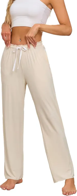 CF Women Bamboo Rayon Pajamas Pants Casual Loose Wide Leg Sleep Pants Soft Comfy Sleepwear for Lounge with Pockets
