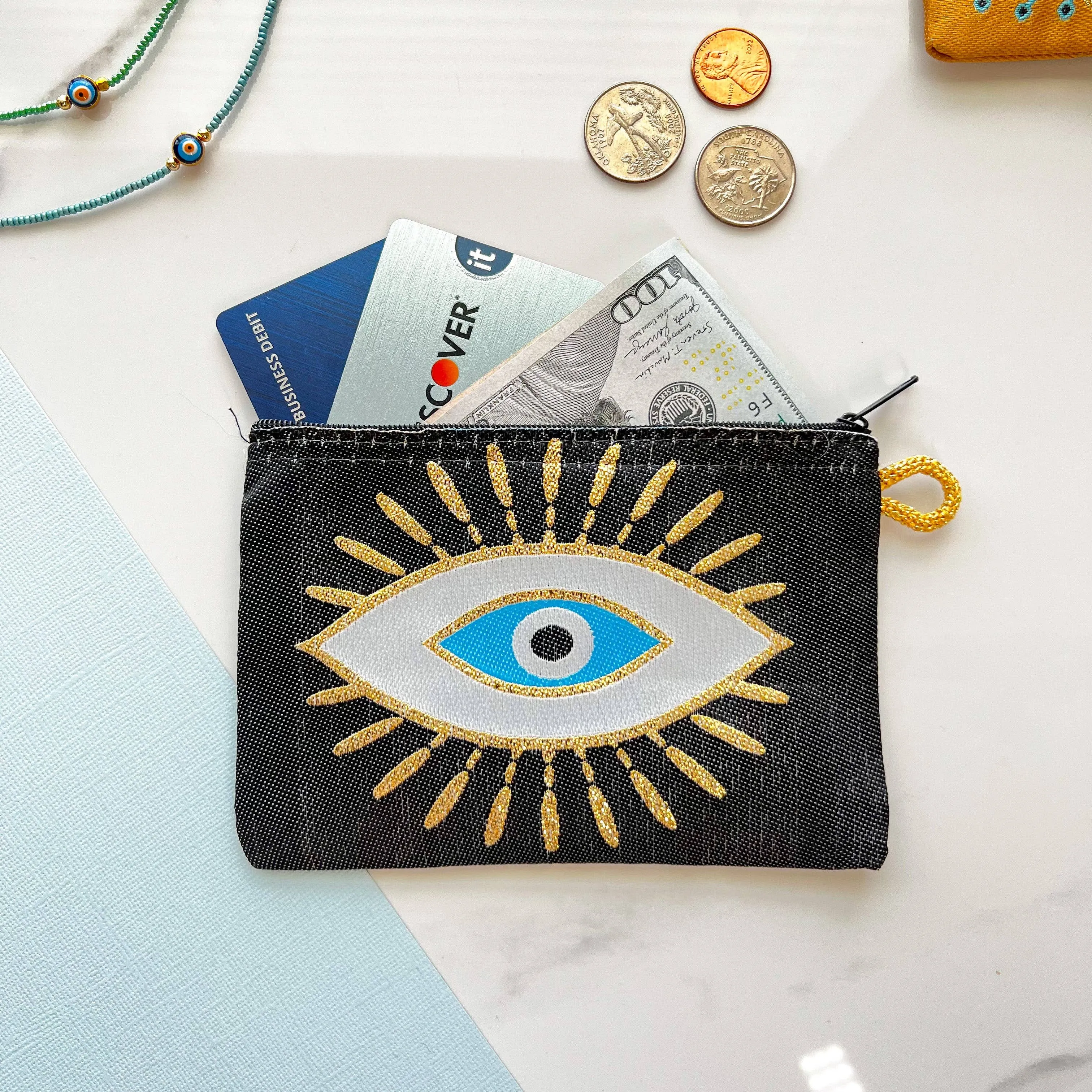 Chic Evil Eye Coin Purse, Small Zipper Pouch