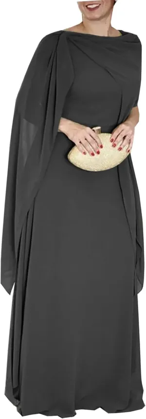 Chiffon Mother of The Bride Dresses for Wedding Plus Size Wedding Dress with Shawl Long Formal Evening Party Dress