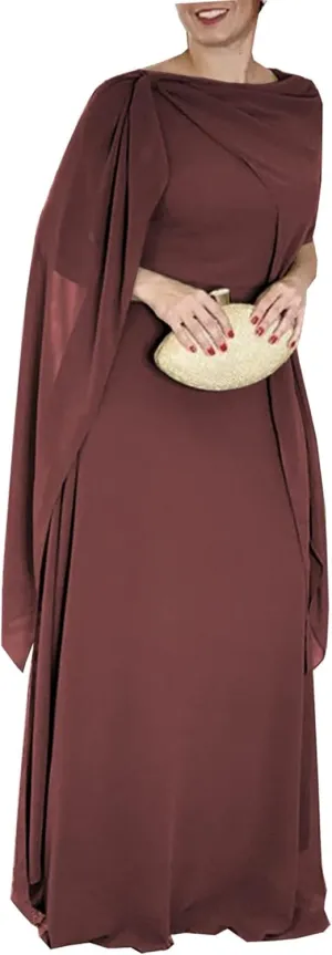 Chiffon Mother of The Bride Dresses for Wedding Plus Size Wedding Dress with Shawl Long Formal Evening Party Dress