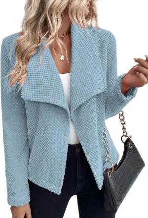 chouyatou Women's Fall Business Casual Open Front Lapel Collar Work Office Blazer Jacket Coat