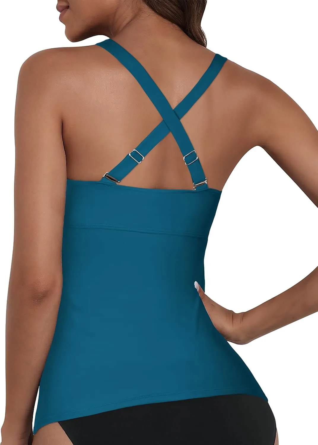 Cindy's aunt Women's Underwire Tankini Tops Ruched Crossback Swim Tops Tummy Control Bathing Suit Top No Bottom