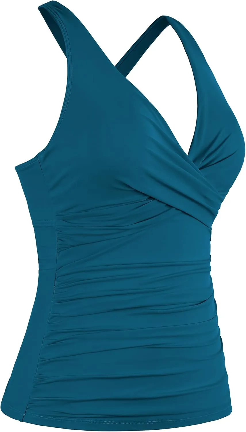 Cindy's aunt Women's Underwire Tankini Tops Ruched Crossback Swim Tops Tummy Control Bathing Suit Top No Bottom