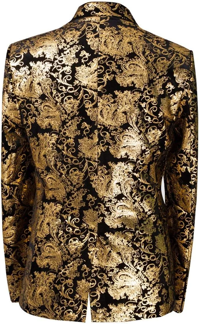 Cloudstyle Men's Dress Floral Suit Notched Lapel Slim Fit Stylish Blazer Dress Suit