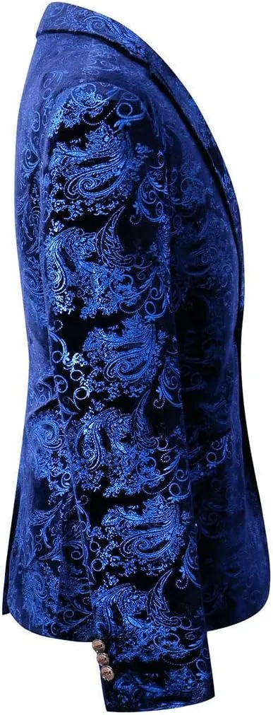 Cloudstyle Men's Dress Floral Suit Notched Lapel Slim Fit Stylish Blazer Dress Suit