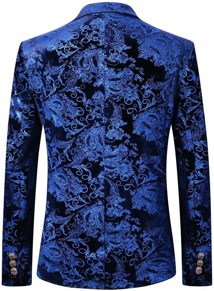 Cloudstyle Men's Dress Floral Suit Notched Lapel Slim Fit Stylish Blazer Dress Suit