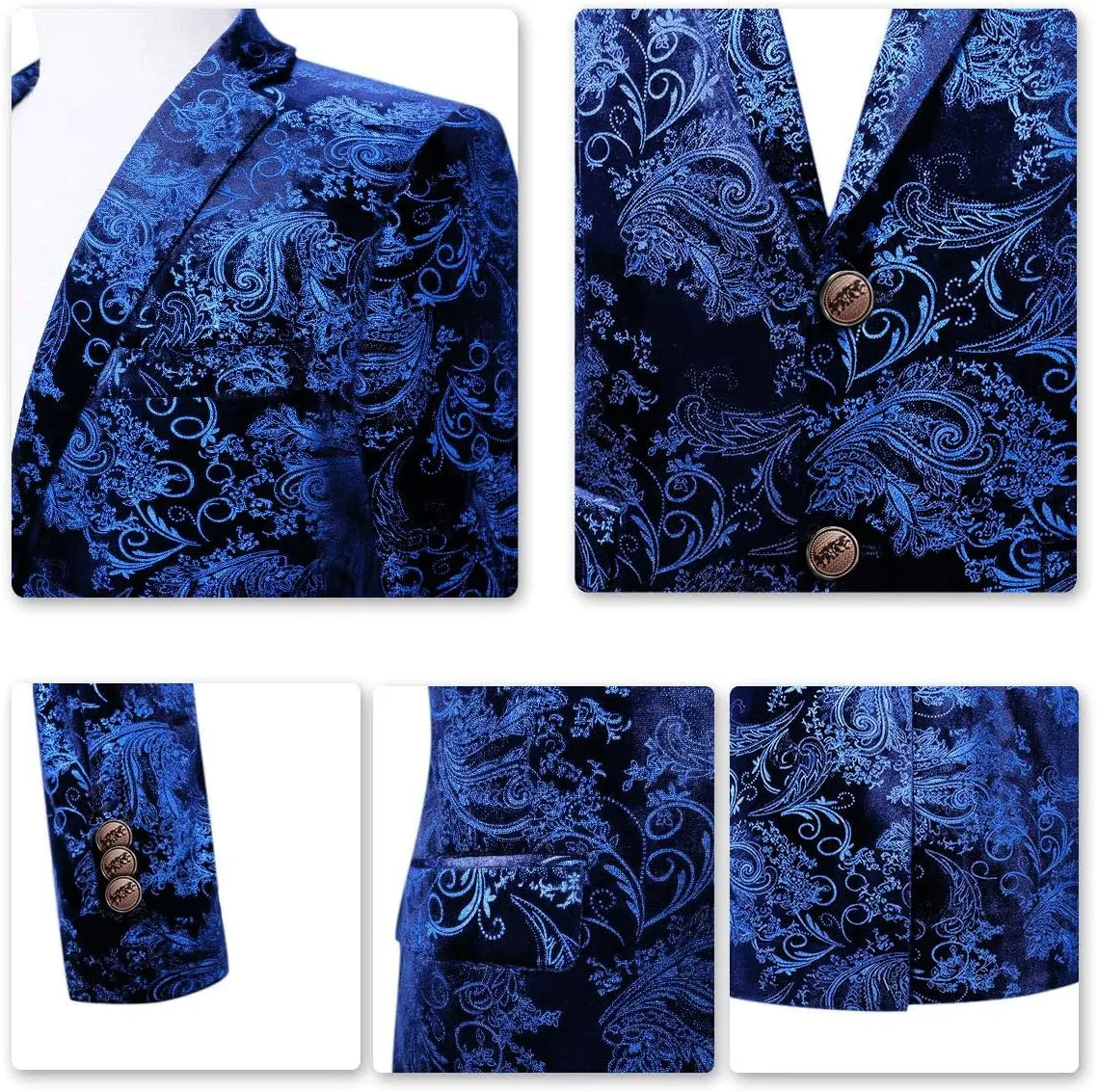 Cloudstyle Men's Dress Floral Suit Notched Lapel Slim Fit Stylish Blazer Dress Suit