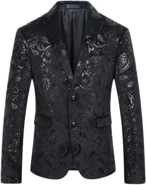 Cloudstyle Men's Dress Floral Suit Notched Lapel Slim Fit Stylish Blazer Dress Suit