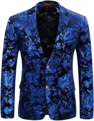 Cloudstyle Men's Dress Floral Suit Notched Lapel Slim Fit Stylish Blazer Dress Suit