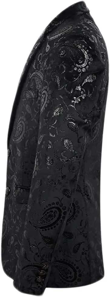 Cloudstyle Men's Dress Floral Suit Notched Lapel Slim Fit Stylish Blazer Dress Suit