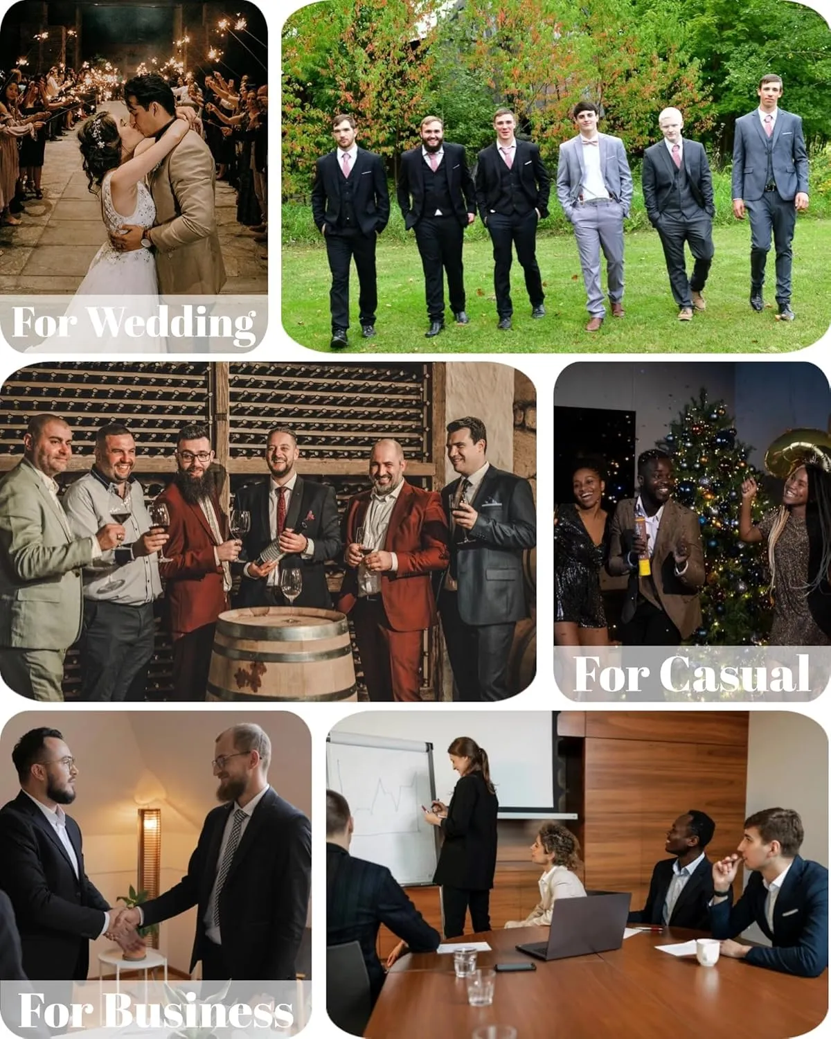 Cloudstyle Mens Stylish 3 Piece Dress Suit Classic Fit Wedding Formal Jacket & Vest & Pants