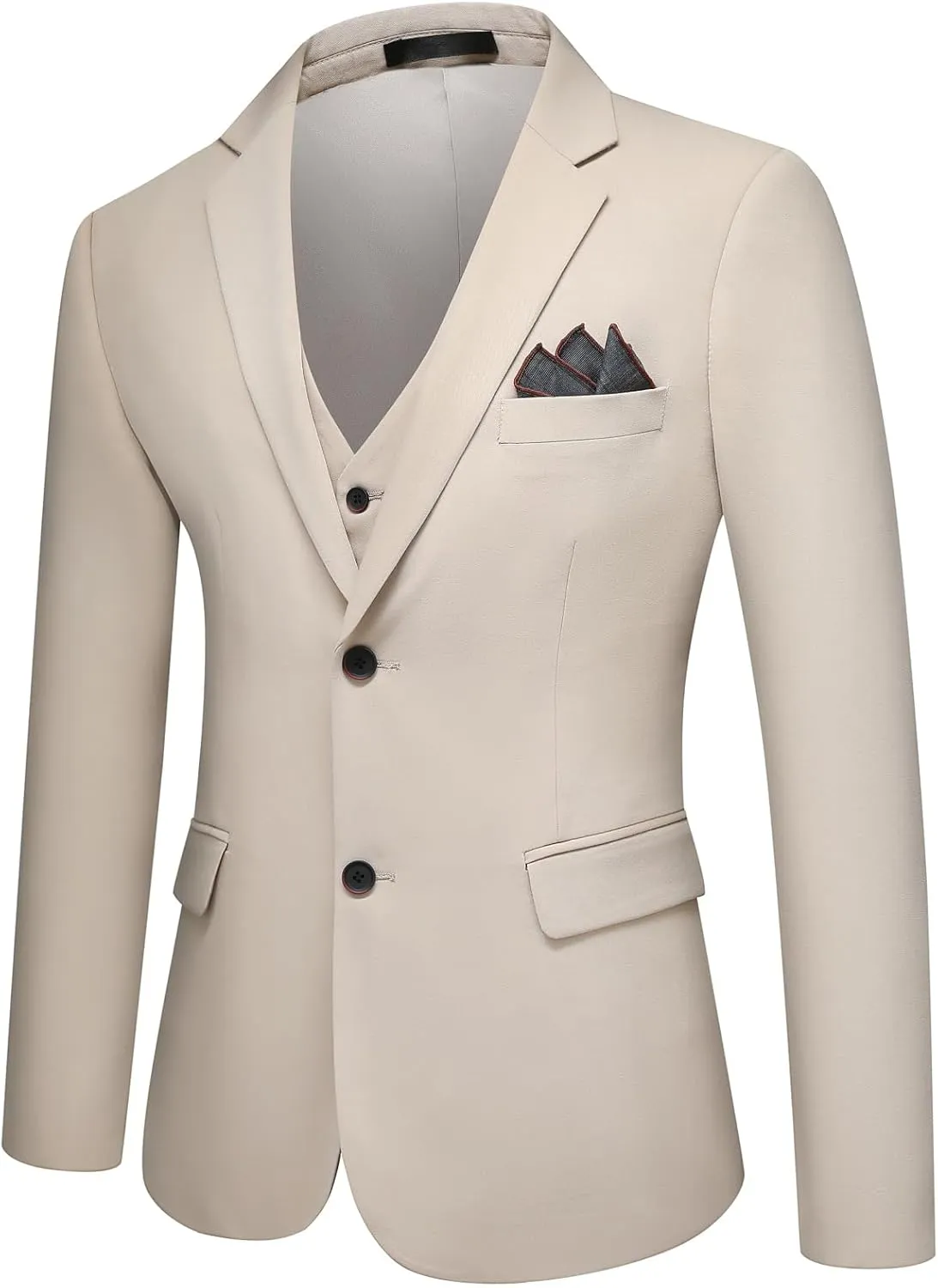 Cloudstyle Mens Stylish 3 Piece Dress Suit Classic Fit Wedding Formal Jacket & Vest & Pants
