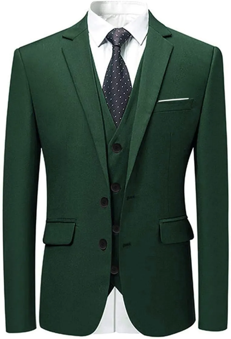Cloudstyle Mens Stylish 3 Piece Dress Suit Classic Fit Wedding Formal Jacket & Vest & Pants
