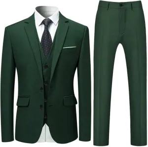 Cloudstyle Mens Stylish 3 Piece Dress Suit Classic Fit Wedding Formal Jacket & Vest & Pants