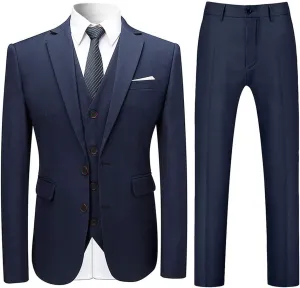 Cloudstyle Mens Stylish 3 Piece Dress Suit Classic Fit Wedding Formal Jacket & Vest & Pants