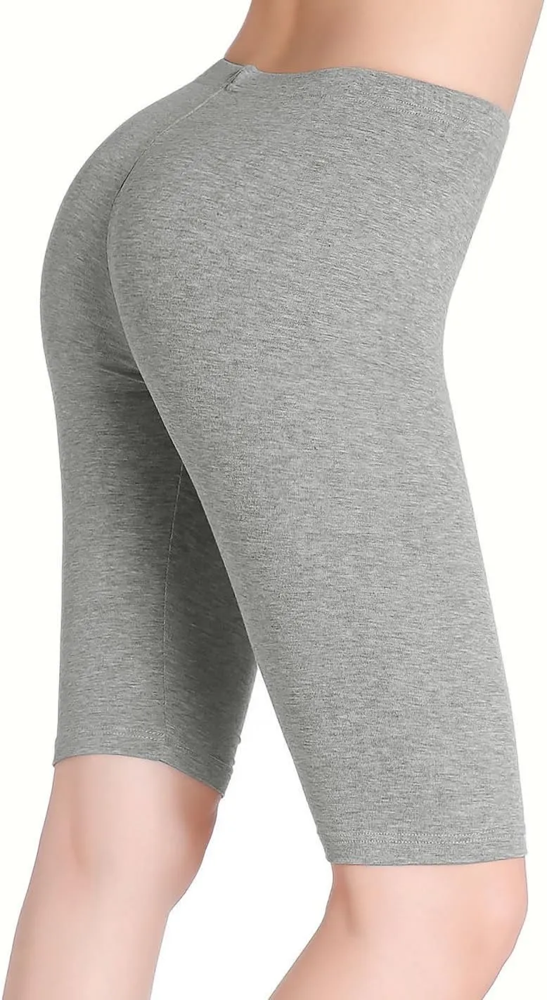 CnlanRow Womens Under Skirt Pants Soft Ultra Stretch Knee Length Leggings Fitness Sport Shorts