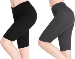CnlanRow Womens Under Skirt Pants Soft Ultra Stretch Knee Length Leggings Fitness Sport Shorts
