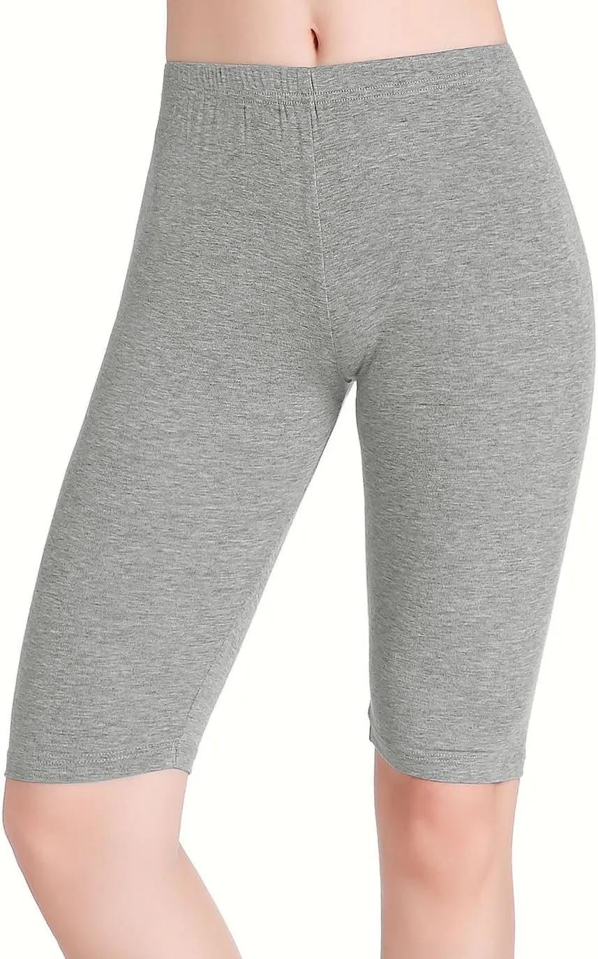 CnlanRow Womens Under Skirt Pants Soft Ultra Stretch Knee Length Leggings Fitness Sport Shorts
