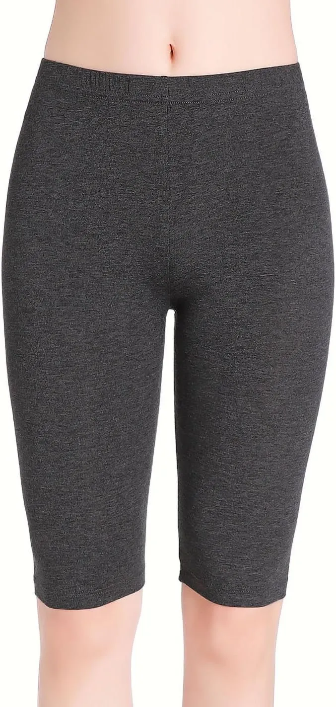 CnlanRow Womens Under Skirt Pants Soft Ultra Stretch Knee Length Leggings Fitness Sport Shorts