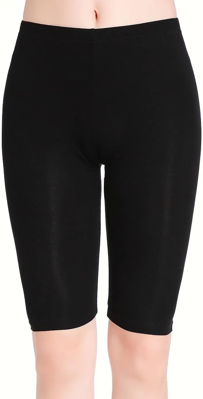 CnlanRow Womens Under Skirt Pants Soft Ultra Stretch Knee Length Leggings Fitness Sport Shorts