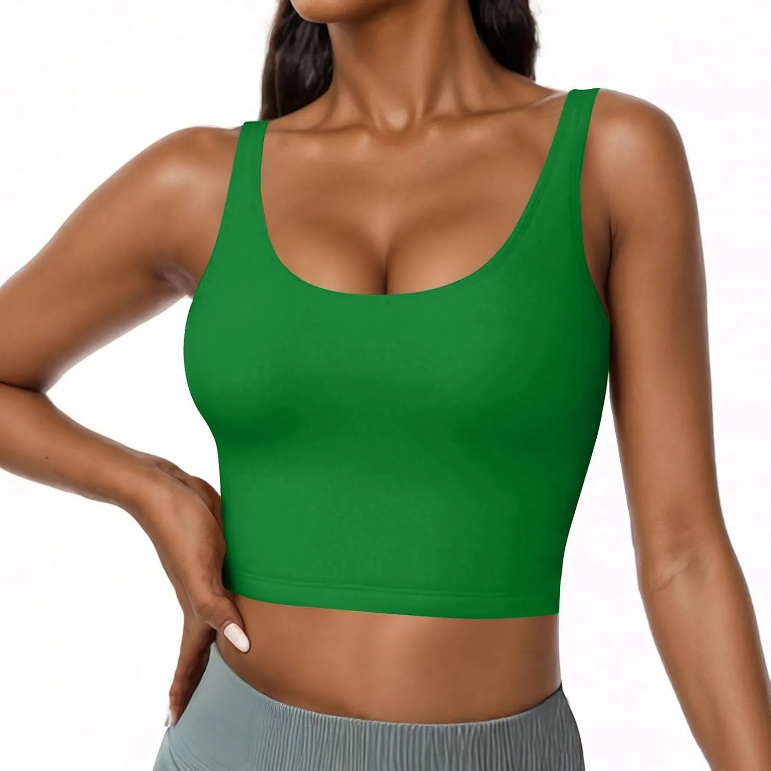 Cotton Tank Top with Built in Bra for Women Adjustable Strap Workout Camisole Yoga Shirts Layer Padded Bra Tank Tops