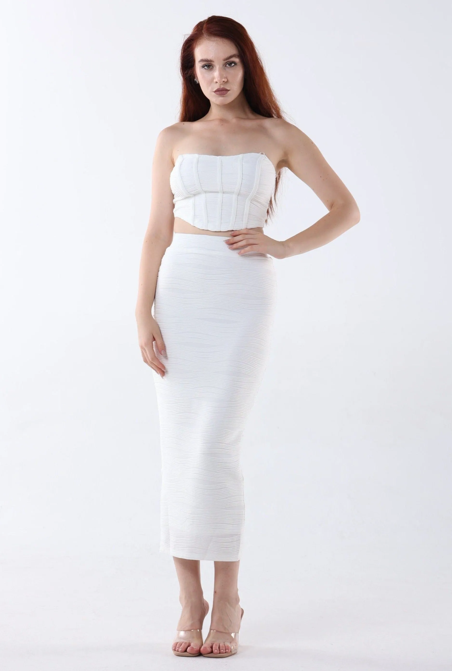 Crop Top Midi Skirt Set