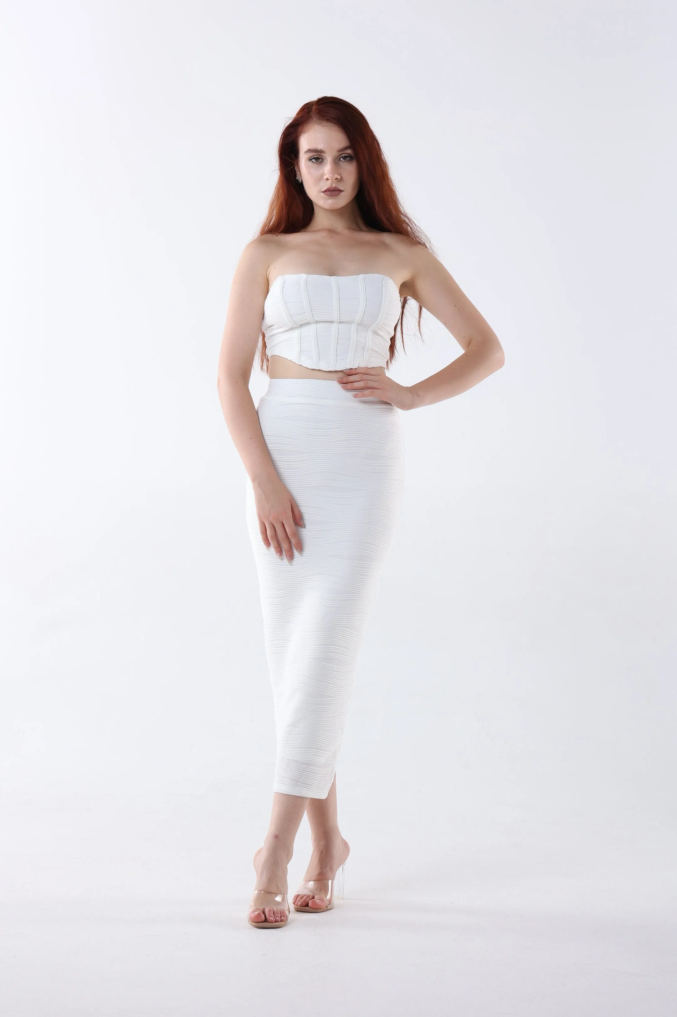 Crop Top Midi Skirt Set