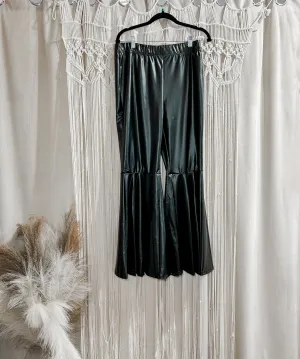 Curvy Faux Leather Bell Bottoms