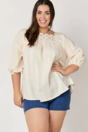 Curvy Lace Accent Cream Top