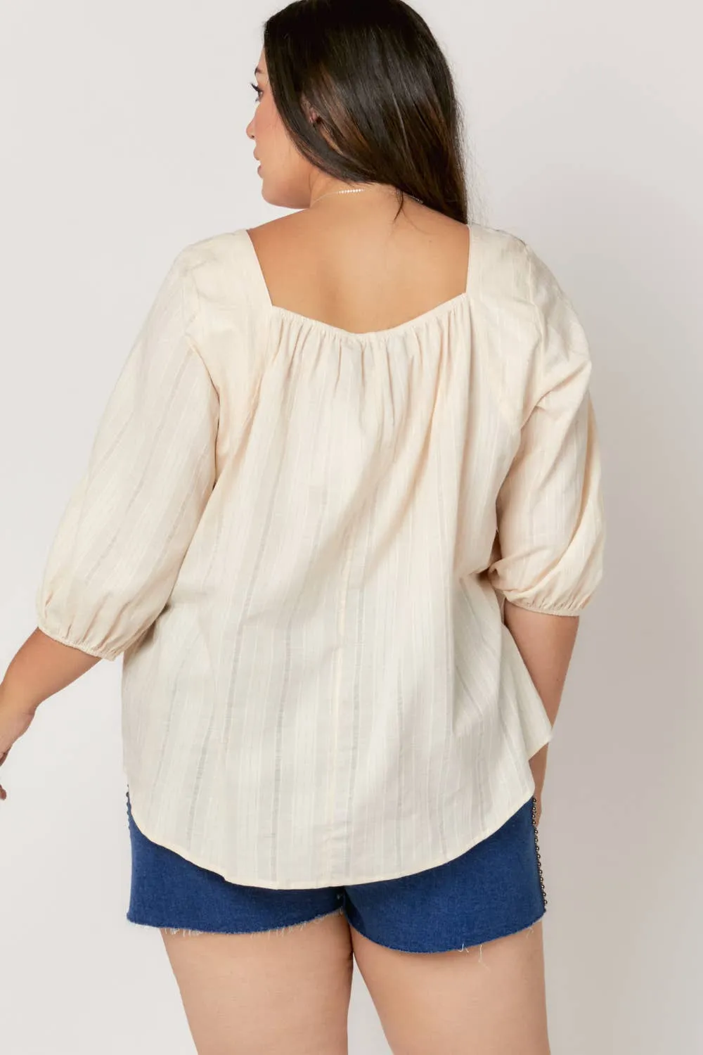 Curvy Lace Accent Cream Top