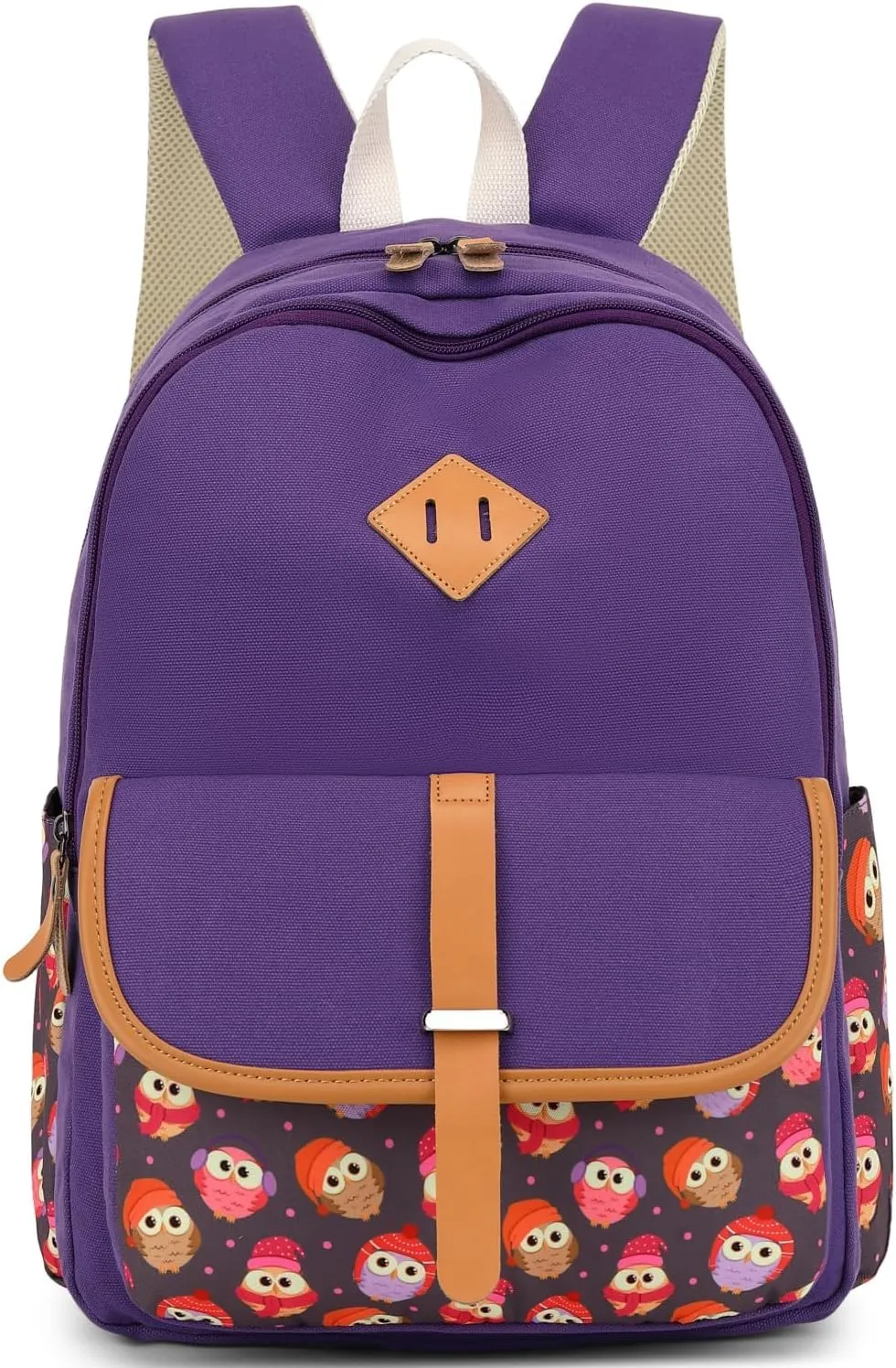 Cute Owl Bag Laptop Backpack Stylish Daypack College Backpack Shoulder Bag Rucksack Pueple
