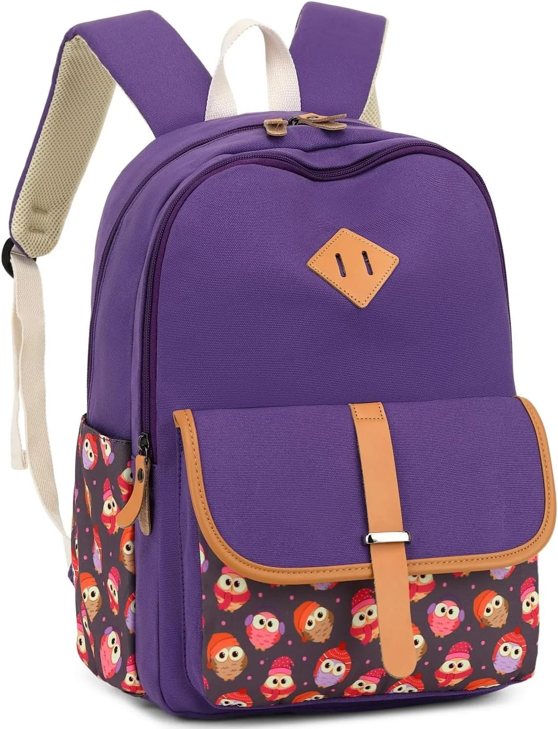 Cute Owl Bag Laptop Backpack Stylish Daypack College Backpack Shoulder Bag Rucksack Pueple