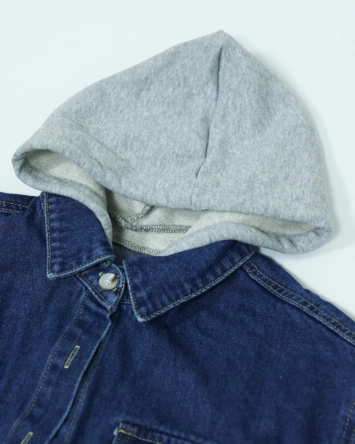 CYLADY Women's Hooded Zip Up Denim Shacket Casual Oversized Jean Jackets Vintage Denim Shirt