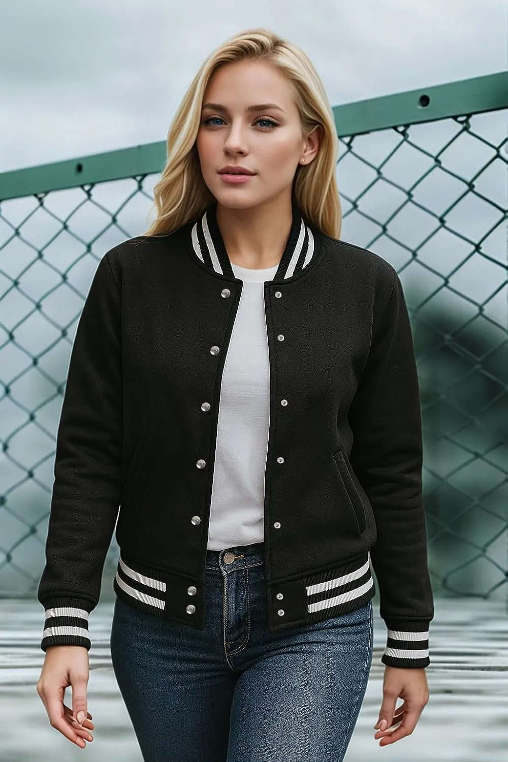 Decrum Varsity Jacket Women - Trendy Womens Letterman Jackets Highschool Baseball Bomber