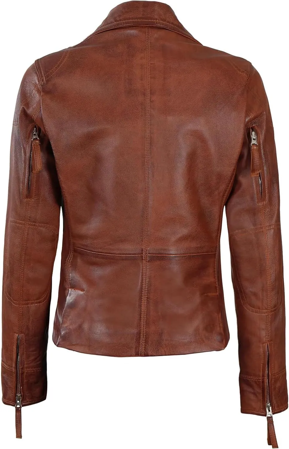 Decrum Womens Leather Jacket - Asymmetrical Style Casual Leather Jackets For Women