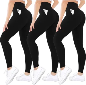 Diravo 3 Pack Black Leggings for Women,Tights Buttery Soft Tummy Control Pants Lined Legging for Yoga Workout Athletic
