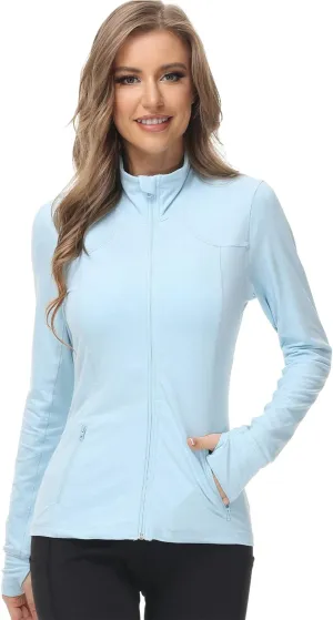 Dolcevida Womens Sports Jackets Zip Up Workout Yoga Jacket with Pockets