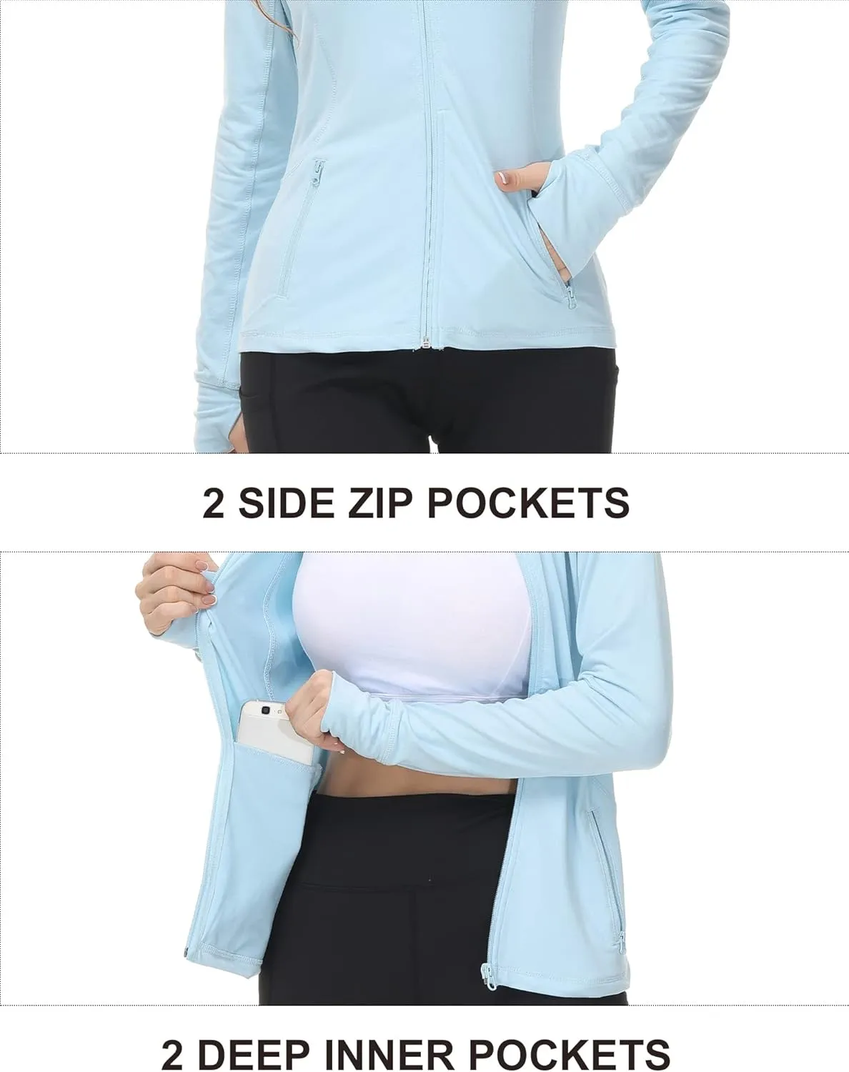 Dolcevida Womens Sports Jackets Zip Up Workout Yoga Jacket with Pockets