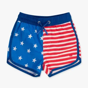Dolphin Hem Swim Trunks - Stars & Stripes