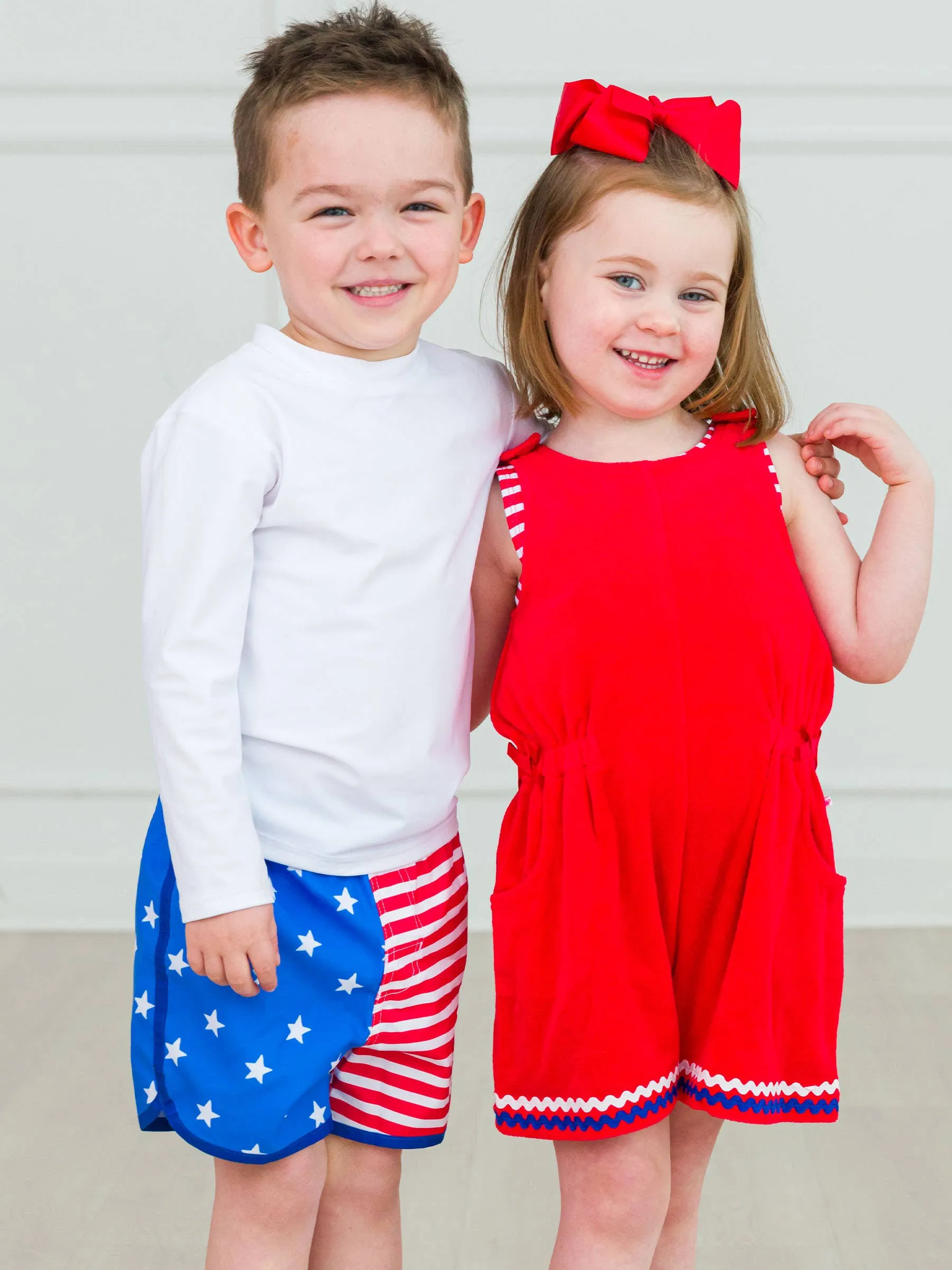 Dolphin Hem Swim Trunks - Stars & Stripes