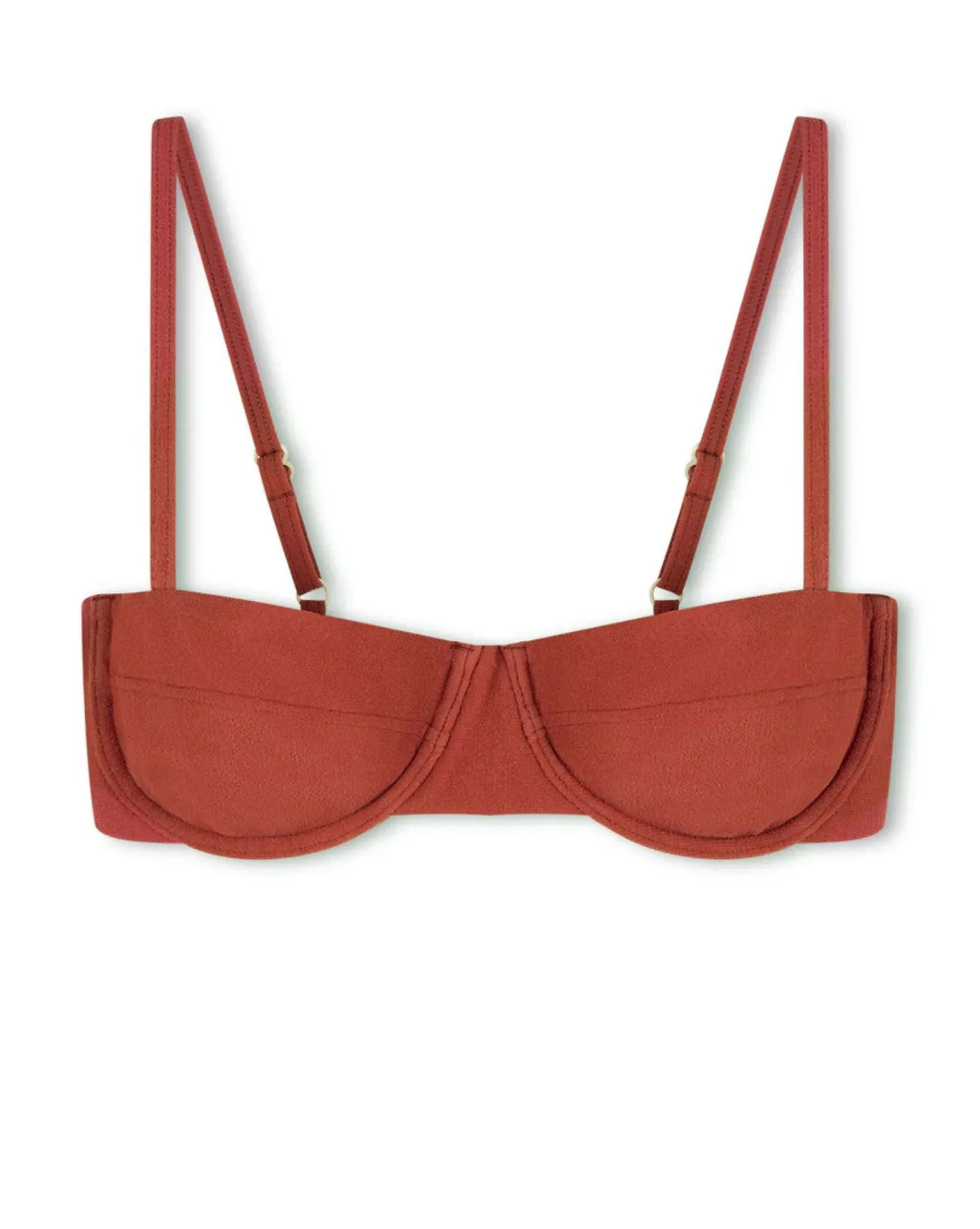 Earth Red Textured Balconette Bra Cup