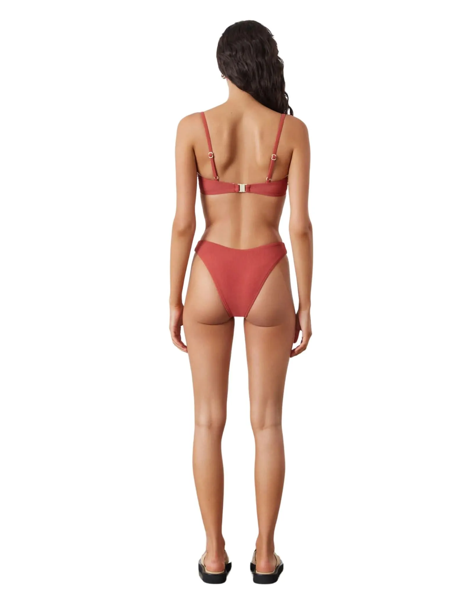 Earth Red Textured Balconette Bra Cup