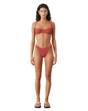 Earth Red Textured Balconette Bra Cup