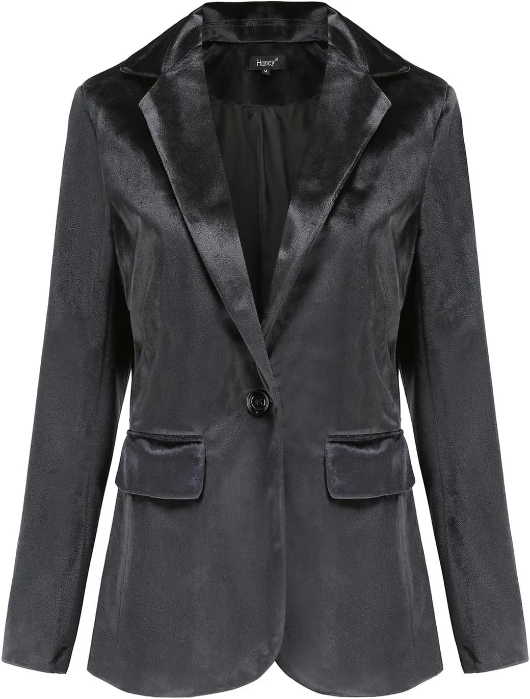 ebossy Women's Elegant Velvet One Button Blazer Suit Silky Lapel Slim Bussiness Jackt Coat