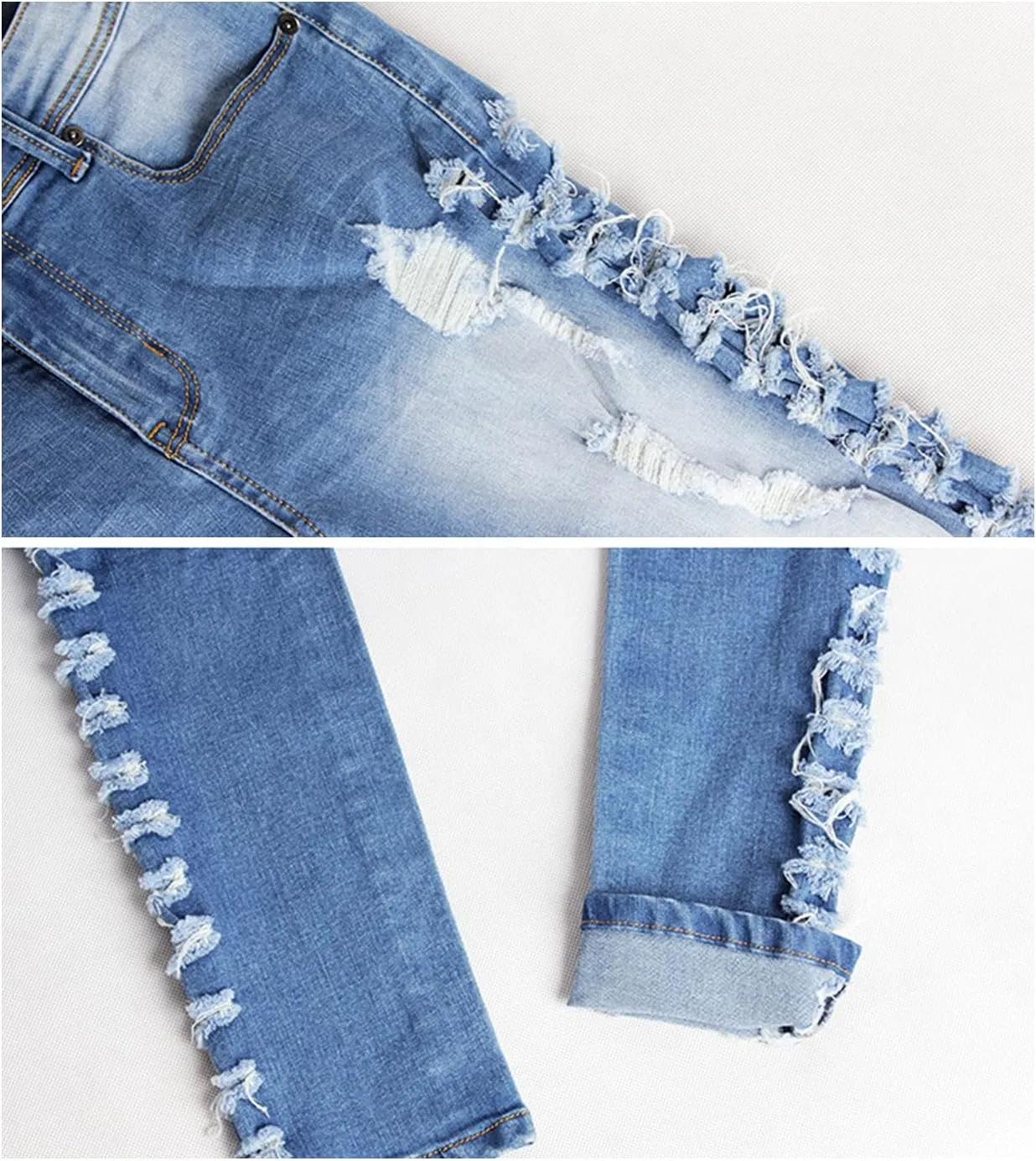 ebossy Women's Stylish Lace-Up Side Split Skinny Fit Stretch Ankle Jean Pants