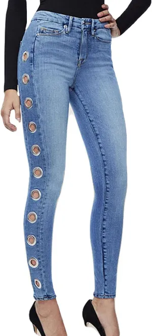 ebossy Women's Stylish Lace-Up Side Split Skinny Fit Stretch Ankle Jean Pants